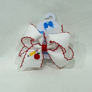 Back to School Embroidered Moonstitch Bow