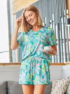 Alli Aloha Green Pajama Short Set
