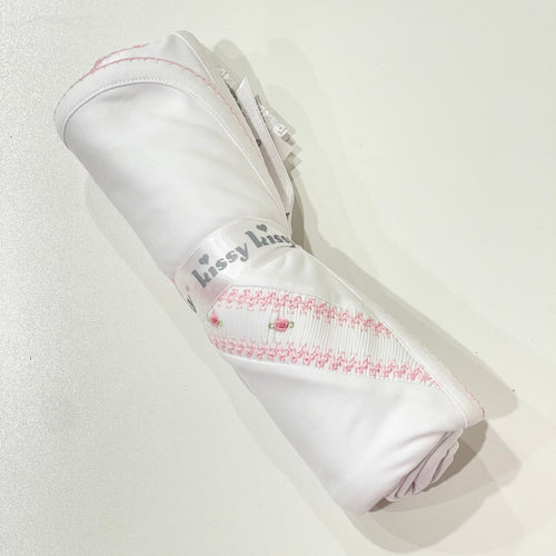 White/Pink Blanket with Hand Smk