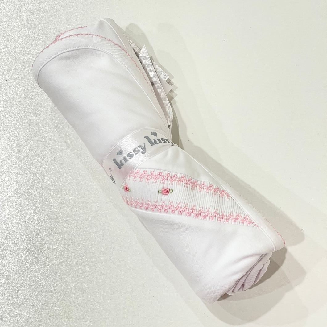 White/Pink Blanket with Hand Smk