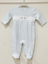 Load image into Gallery viewer, Puppy Footie Blue/White Stripe