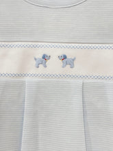 Load image into Gallery viewer, Puppy Footie Blue/White Stripe