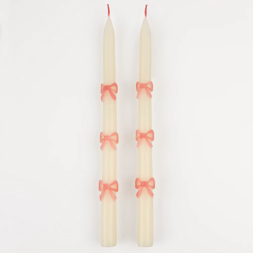 Pink Bow Taper Candles