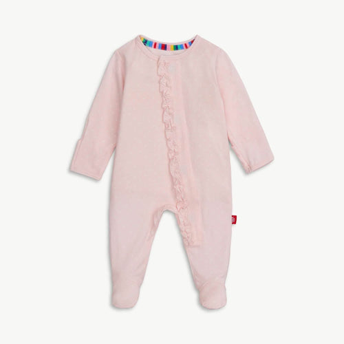 Pink Pin Dot Footie w/ruffle