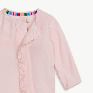 Pink Pin Dot Footie w/ruffle