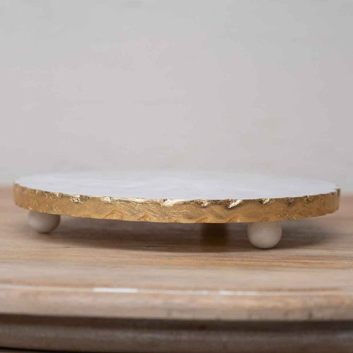 Marble Trivet Stand White/Gold 10”