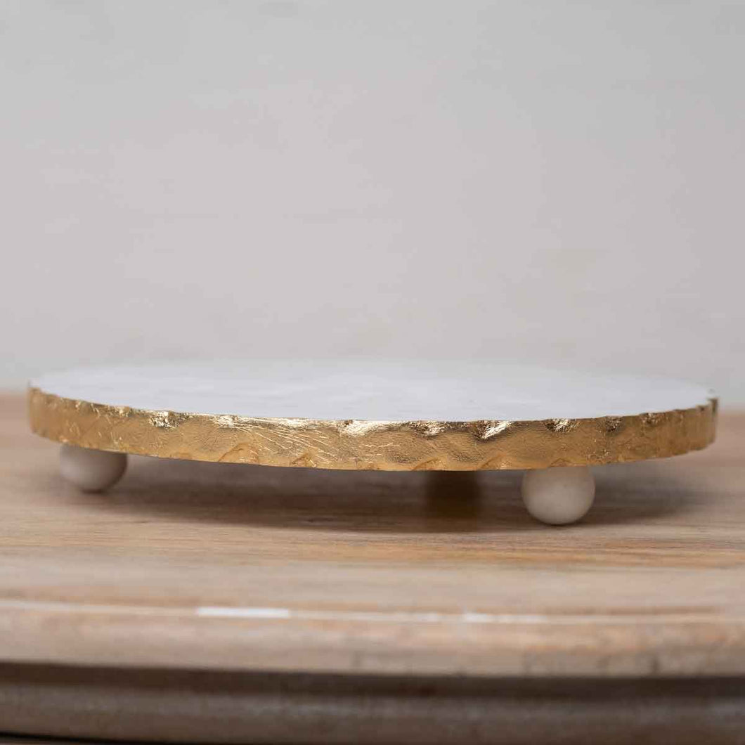 Marble Trivet Stand White/Gold 10”
