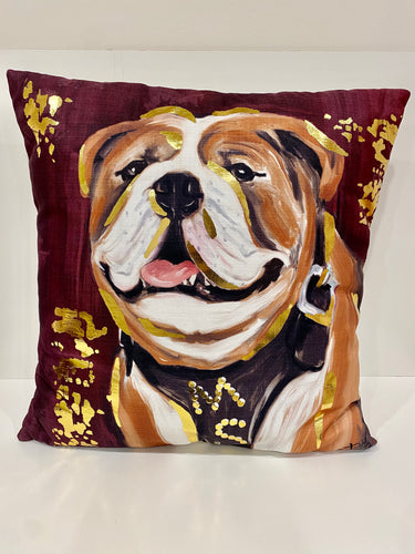 24”x 24” MSU Bulldog Gold and Maroon Pillow