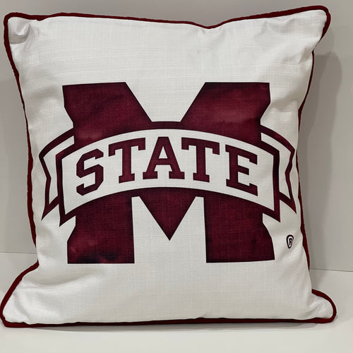 18”x 18” White MSU Emblem Pillow