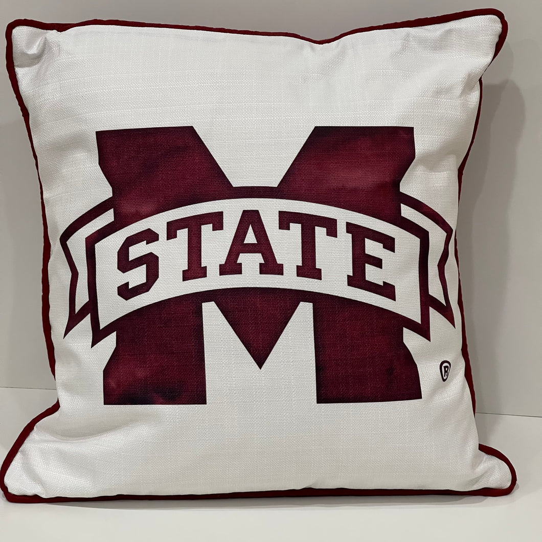 18”x 18” White MSU Emblem Pillow