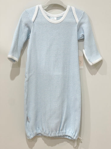 Long Sleeve Lap Shoulder Day Gown Blue/White